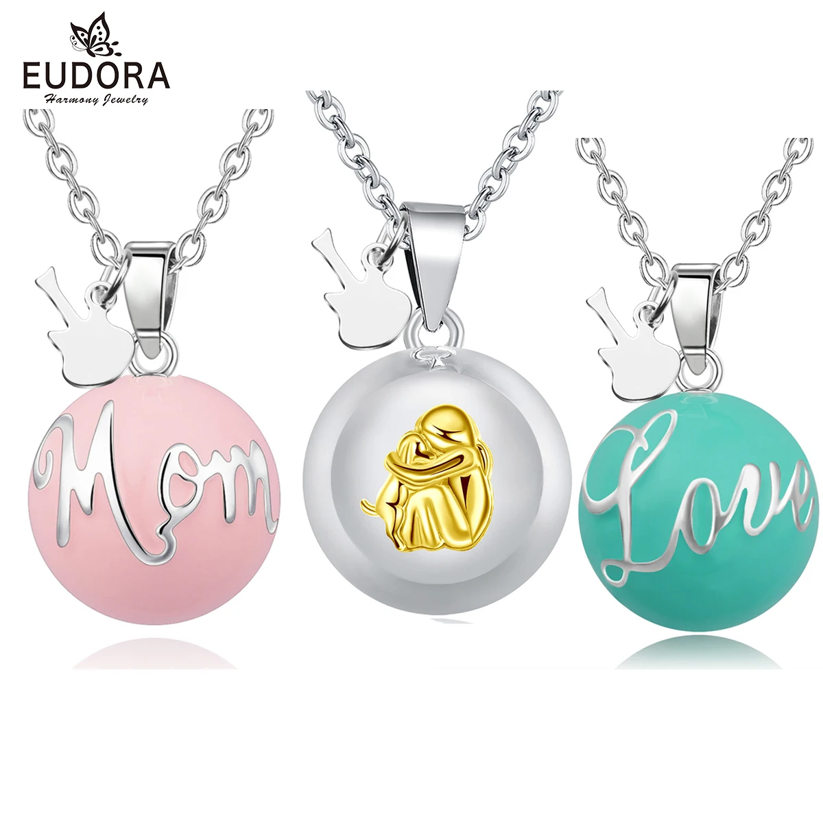 Эвдора Беременность бола 20 мм Гармония шар ожерелье с мини Музыка Шарм ювелирные