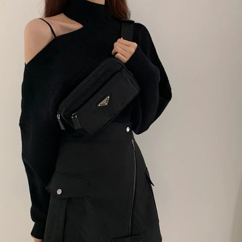 Пуловер женский трикотажный на одно плечо с длинным рукавом для осени и зимы 11315 |