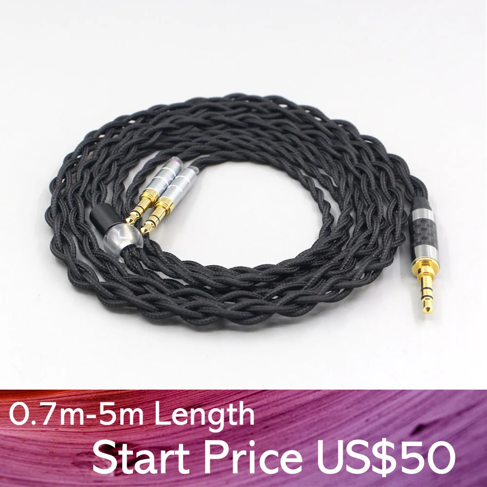 

LN007442 Pure 99% Silver Inside Headphone Nylon Cable For KENNERTON GJALLARHORN MAGNI M-12s JORD Headphone