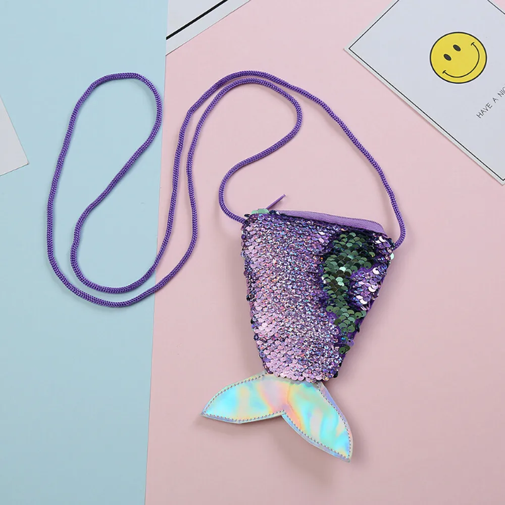 

16x10cm Sequins mermaid bag Children kawaii Coin Purses Zipper Wallets Cute PU Pouch Key Packet porte monnaie fille #J05b