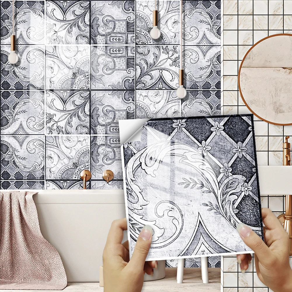 

Cement Grey Marble Tile Sticker Kitchen Backsplash Oil-proof Cupboard Wardrobe Decoration Wall Decals Peel & Stick Art Mural