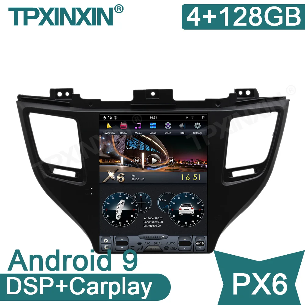 4 + 128G PX6 для Hyundai Tuscon 2015 2016 2017 2018 2019 Android 9 0 Автомобильный мультимедийный плеер GPS