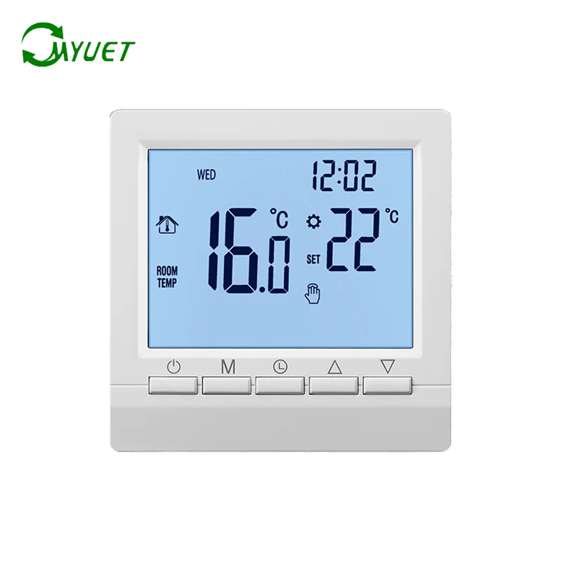 

Myuet Gas Boiler Heating Thermostat 1.5V Battery Powered LCD Display Weekly Programmable Temperature Controller