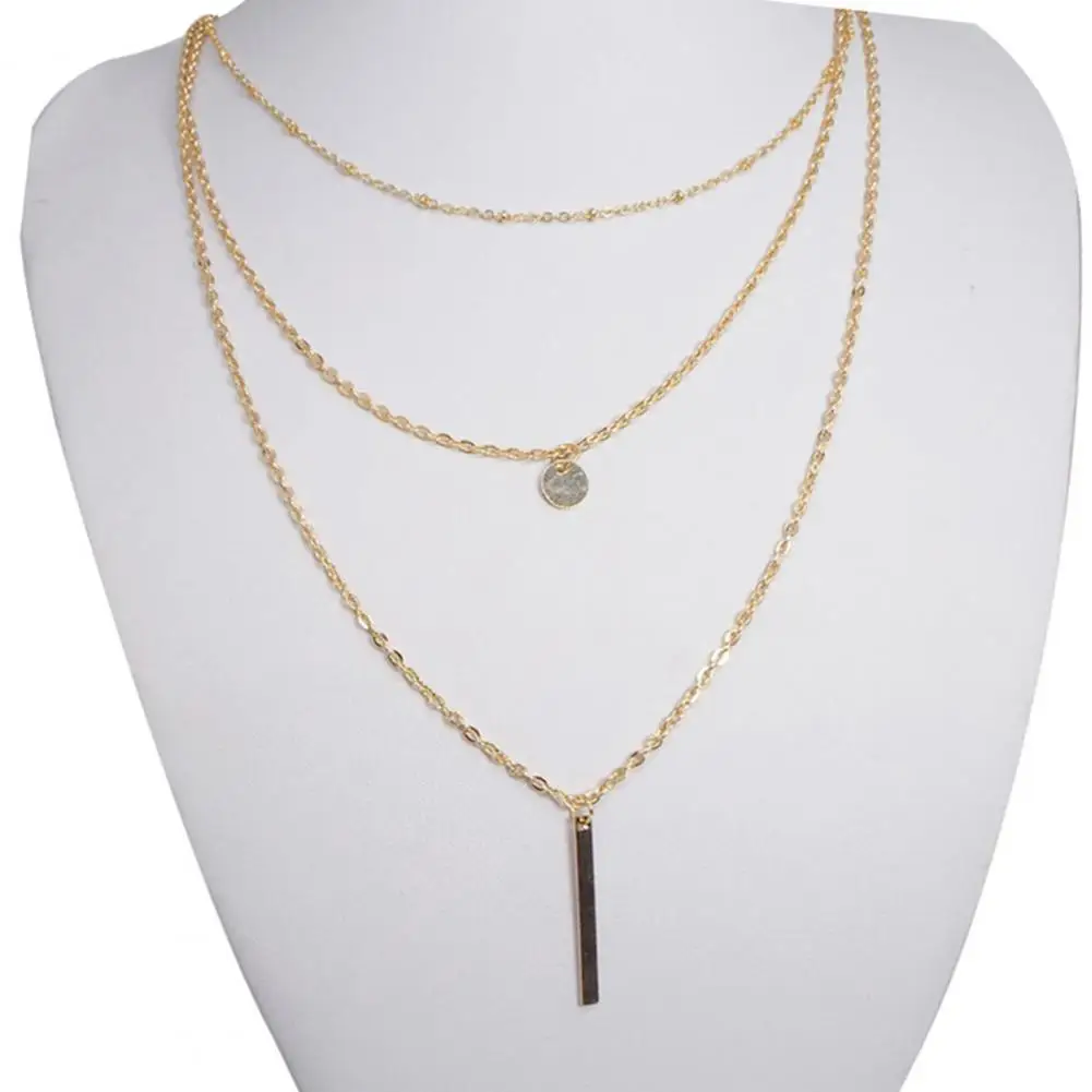 Ожерелье легкое трехслойное из сплава s многослойное длинное ожерелье вечерние