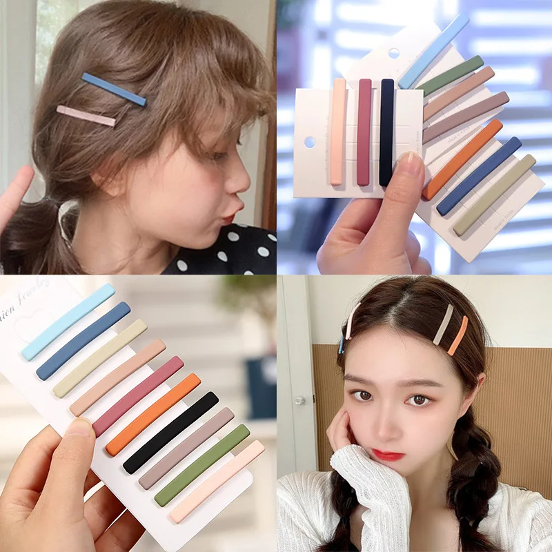 

5Pcs/Set Candy Colors Hair Clips For Girls Women Simple Basic Sweet Hairpins Painted Colorful Matte Hair Accessories Barrette