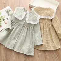 2021 spring autumn 2 3 4 6 8 10 years turn down collar long sleeve cotton princess school preppy style dress for kids baby girl