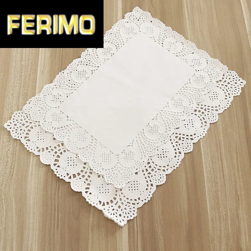 

200pcs- 30x40cm(12x15.5") White Rectangle Flower Cake Doilies Paper doily for Party Favor Deco Free shipping
