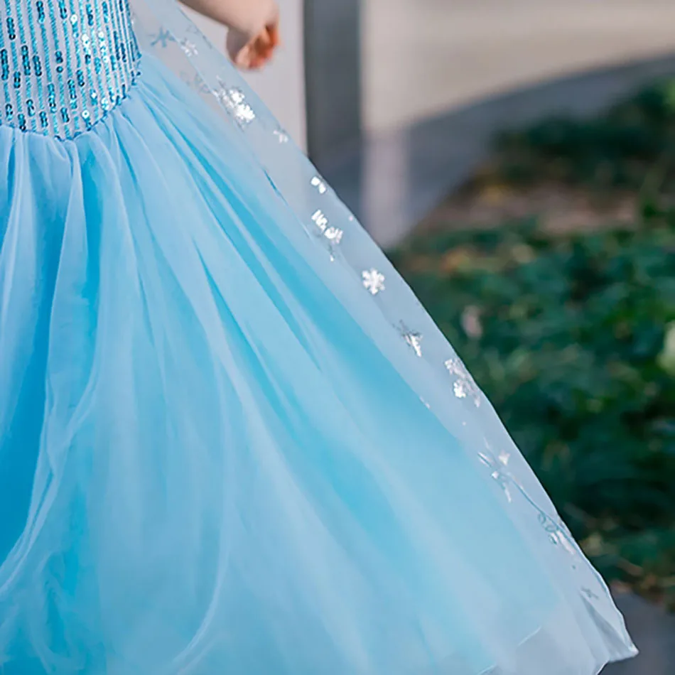 Girl Elsa Dress Kids Blue Snowflake Princess Children Christmas Carnival Costume Fancy Baby 3-10 Years | Детская одежда и обувь