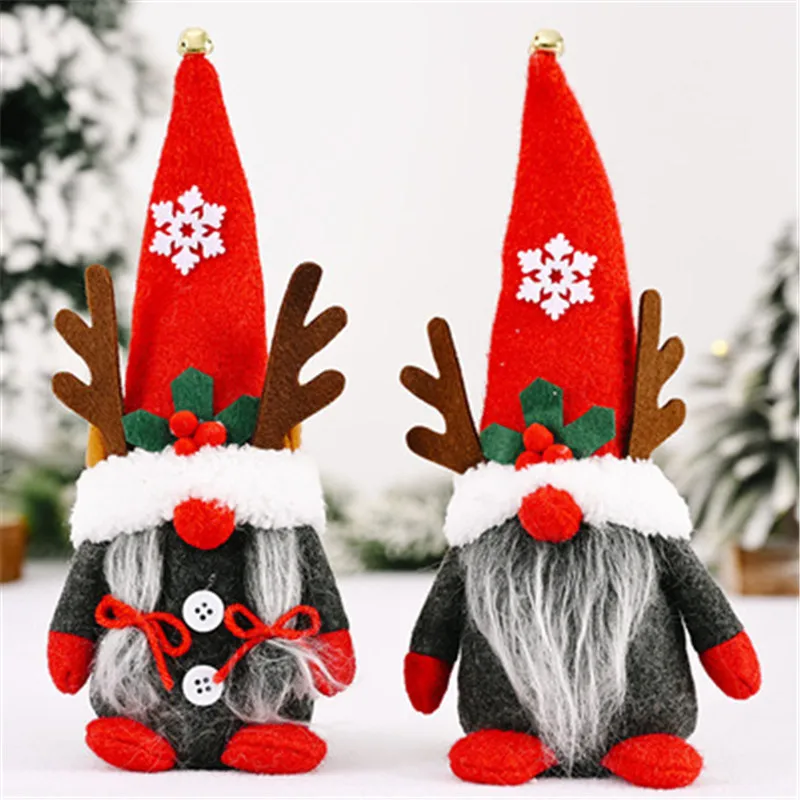 

New Product Home Decoration Faceless Creative Antler Dwarf Ornaments Elk Bell Doll Christmas Decoration Home