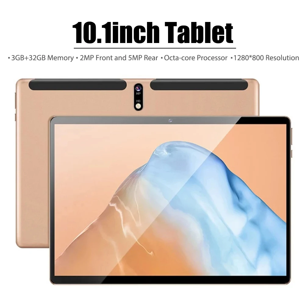 10.1 inch Tablet 3GB+32GB Memory 1.6GHZ Octa-Core Processor IPS HD Display 2.5D Curved Touch Screen Android 9.0 OS Tablet