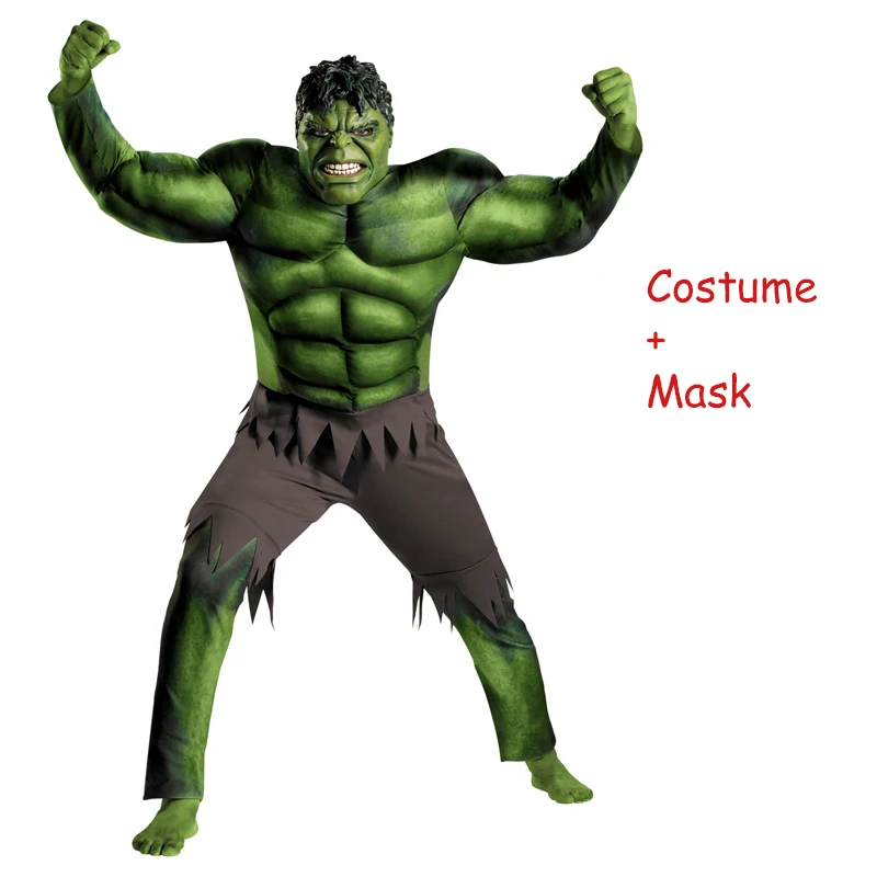 costume with mask Ainiel, лидер продаж, Невероятный Халк, карнавальный костюм, супер герои, комбинезон для взрослых, маска супергероя, боди, мужская одежда на Хэллоуин - Цвет: costume with mask