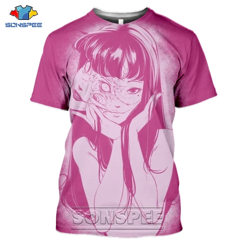 SONSPEE Джунджи Ito ужас чтомые аниме Для мужчин's футболка Повседневное Harajuku