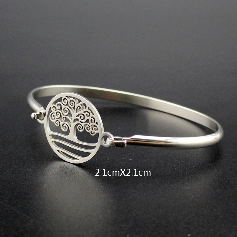 Браслет Hapiship из нержавеющей стали с круглым деревом для женщин и мужчин