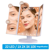 makeup mirror with 22 led light 3 folding 2 3x magnifying vanity mirror touch dimmer rotatable dressing table cosmetic mirrors