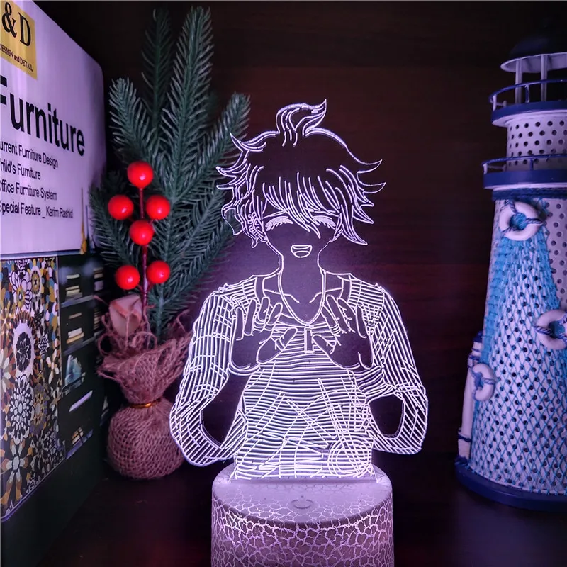 Anime Danganronpa V3 Rantaro Amami Figure Visual Lamp RGB Colorful Lampara LED Night Light Decor room  Table Lamp Manga Gifts images - 6