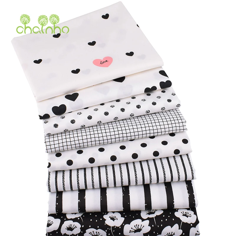 Черно-белая Геометрическая серия Chainho хлопчатобумажная ткань с принтом