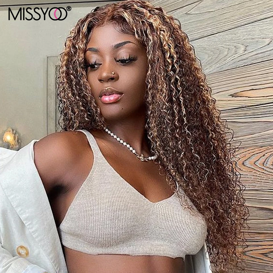 

Highlight Wig Human Hair Water Wave Lace Front Wigs for Women Transparent 13x4 Lace Frontal Wig P4 27 Curly Human Hair Wigs