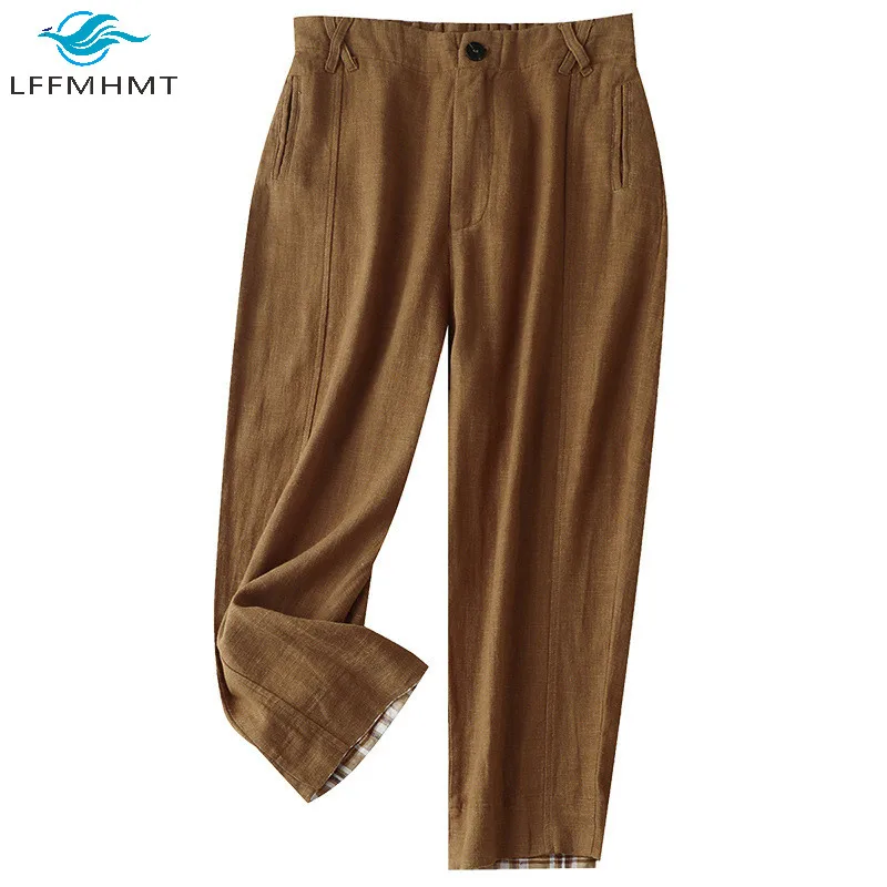 

Women Autumn New High Quality Japan Style Solid Color Cotton Linen Harem Pant Office Lady Wild Casual Loose Ankle Length Trouser