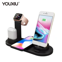 youxiu multi function charger holder 4 in 1 qi wireless fast charging stand for iphone 11 pro max xs for samsung iwatch airpods