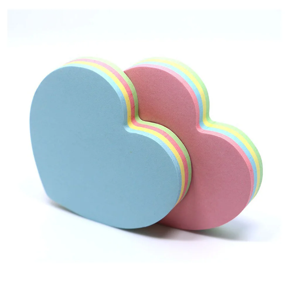 

2pcs Heart-shaped Sticky Pads Posted Self-Adhesive Paper Notes Facilitated Stickers Notepads (Random Color)