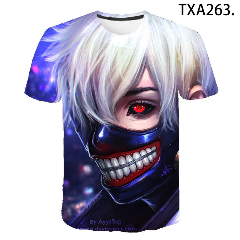 

Japanese Cartoon Tokyo Ghoul 3D Printing T-Shirt Men's Ladies Fashion Street Manga Ken Kaneki Boy Girl Cartoon Short Sleeve
