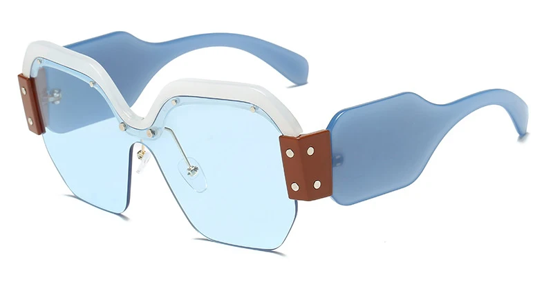 

Sexy Rimless Oversized Sunglasses Women Vintage Red Pink Luxury Brand Sun Glasses For Female Rivet Big Frame Male Shades