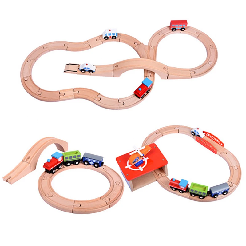 2019 Новый 69 шт./компл. строительные блоки деревянный набор железнодорожных