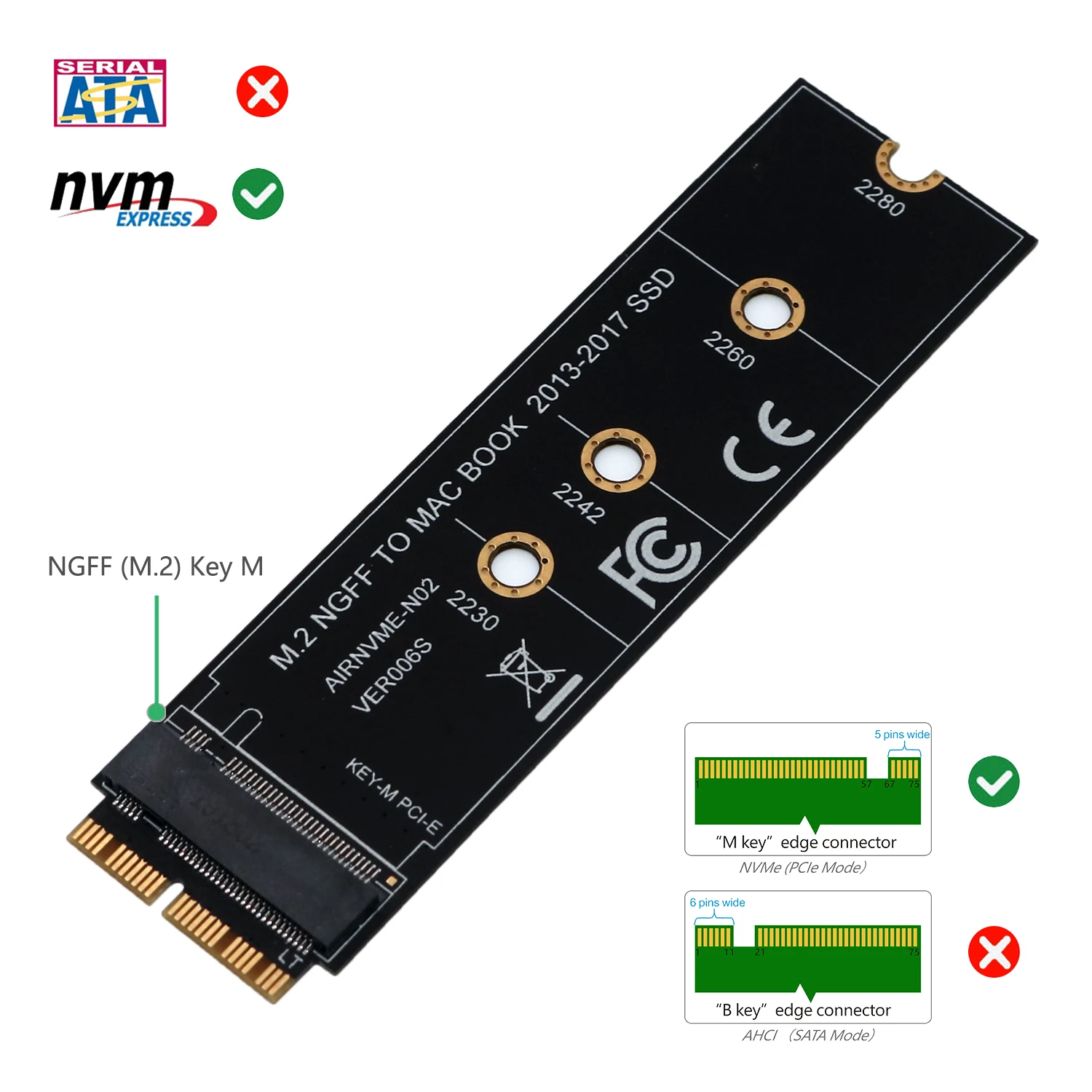

M.2 NVME SSD адаптер для обновления MacBook Air (2013-2017)