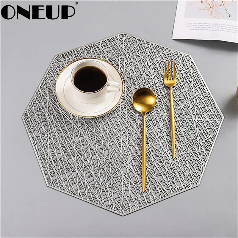 Oneup 2/4/6шт/набор ПВХ подставки в форме восьмиугольника с вырезами, теплоизолирующая подложка для дома, водонепроницаемая и противоскользящая, украшение для обеденного стола.