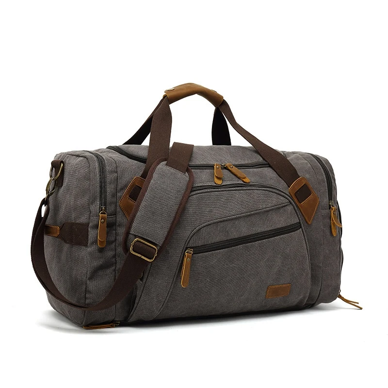 

Large Capacity Luggage Bag Outdoor Travel Duffle Bag Canvas Leather Sports Gym Bag Dry and Wet Separation Luggage Storage Bag