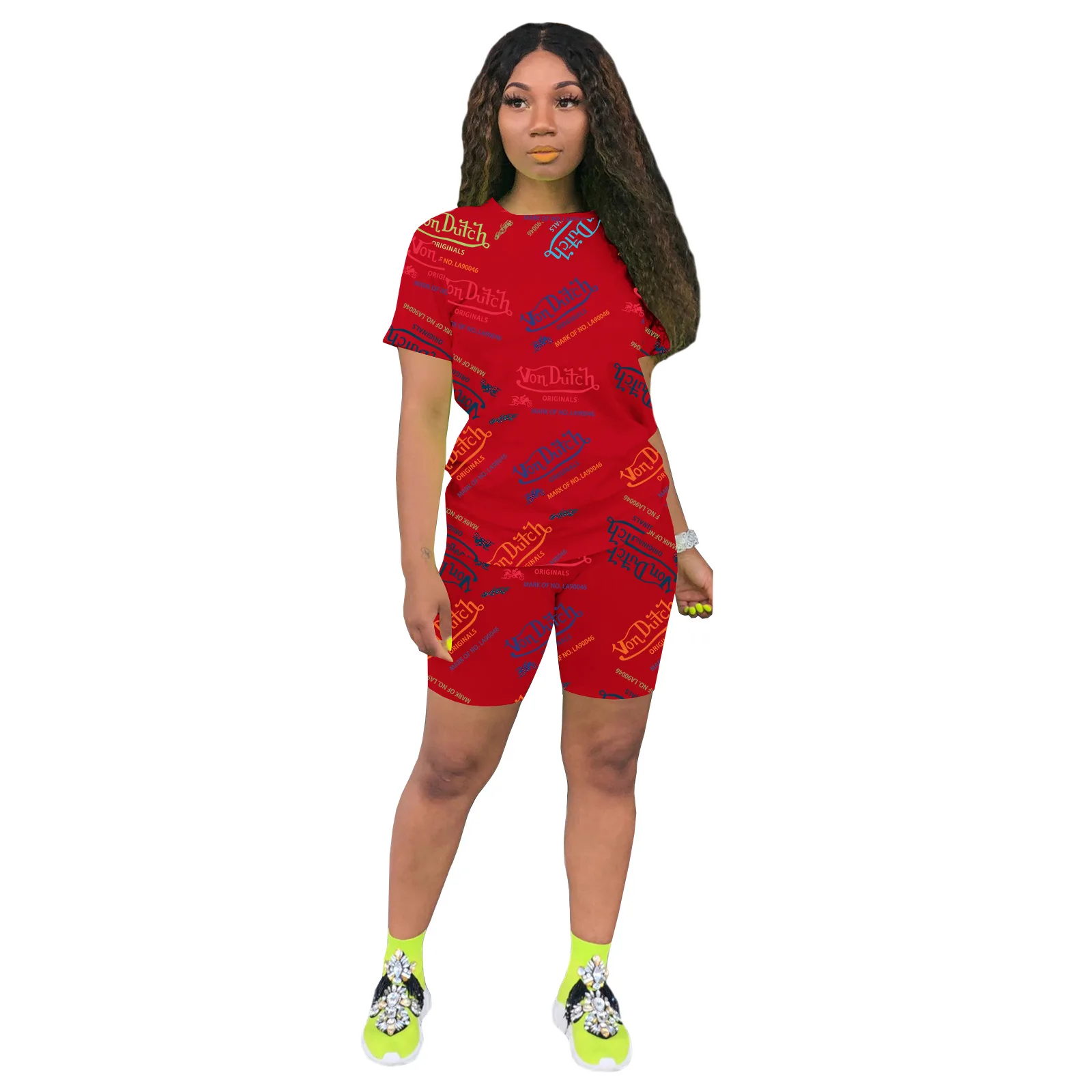 

SSEURAT Summer 2021 New Casual Suit Woman Alphabetic Print Round Neck Short Sleeve T-Shirt + Tracksuit Pants Set 2 Pieces Outfit
