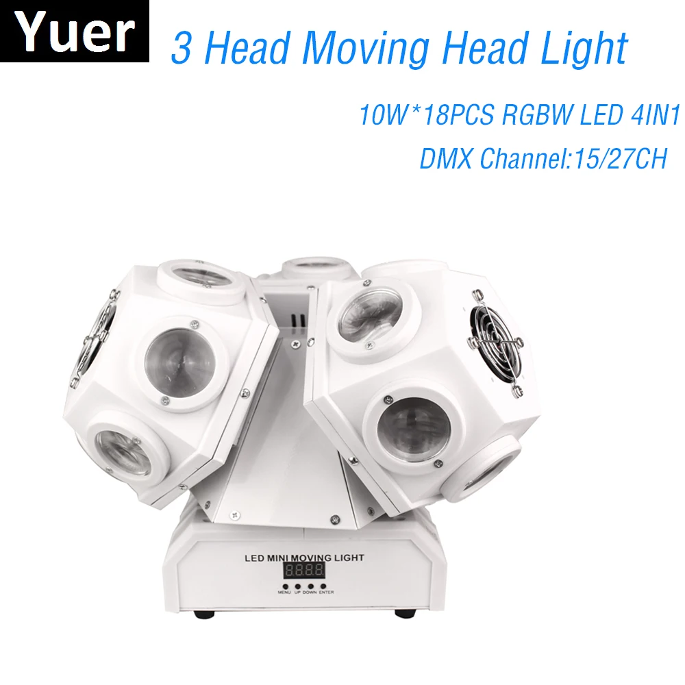 2020 Бесплатная доставка 3 головки движущийся головной свет 18x10 Вт RGBW 4 в 1 луч света