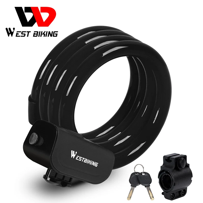 WEST BIKING Bike Cable Lock Super Anti-theft Locks for Bicycle Electric Bike Motorcycle Gates Copper Core Durable Steel MTB Lock inbike bike lock bicycle accessory motorcycle padlock stainless steel card magnetic locks scooter u lock mtb bike security locks