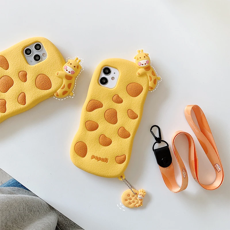 

3D Cute Cartoons Giraffe Phone Case For iPhone 12 Mini 11 Pro Max XS MAX X XR 8 7 6 Plus SE 2020 Silicone Soft Back Cover Coque