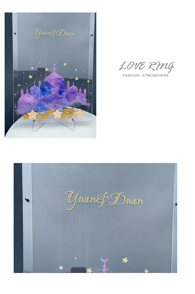 Customize Guestbook Transparent Frame Personalised Wedding Guest Book Alternative Five-Pointed Star Drop Box Top Signature
