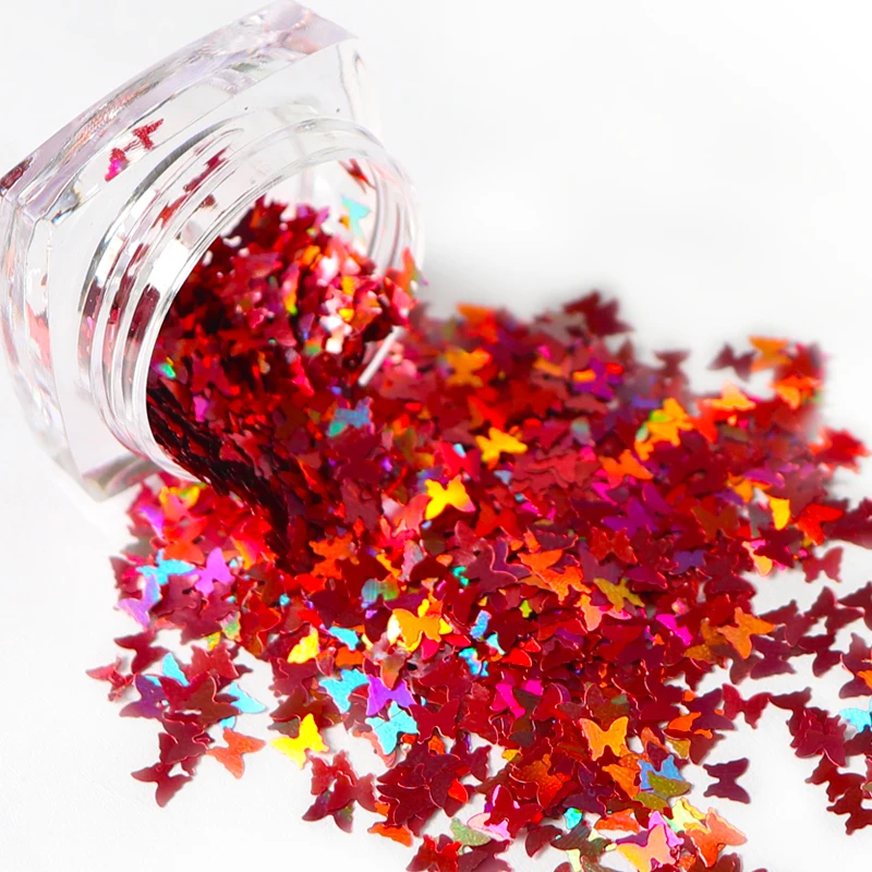 1 коробка голографические 3D Красочные украшения для ногтей в форме бабочки