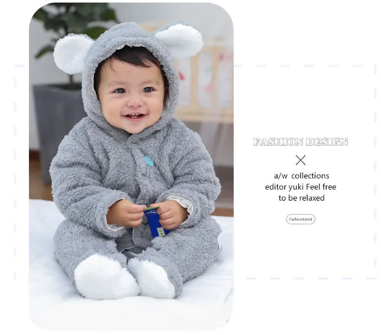 Комбинезон для новорожденного, одежда, осенний стиль, милый медведь Onesie, зимний детский комбинезон, ползунки, Jumpwear, Одежда для новорожденных