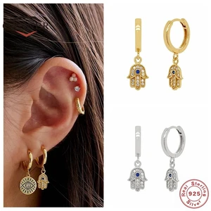 Автоклав класса люкс в режиме реального 925 стерлингового серебра Палм-циркониевая подвеска, свисающие серьги для женщин, серьги пирсинг серьга серьги ювелирные изделия Pendientes