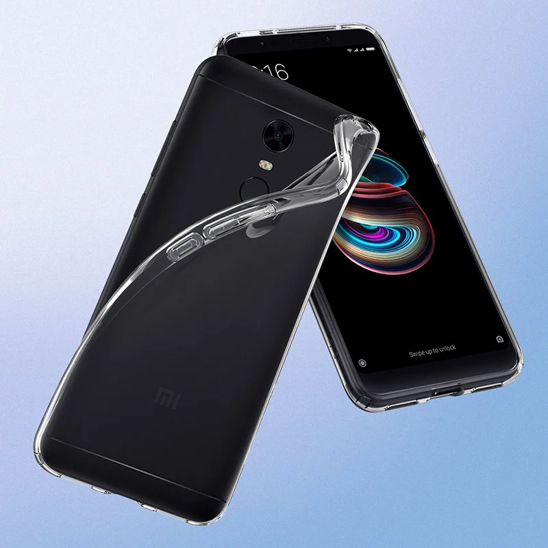 Прозрачные 360 противоударные силиконовые чехлы для Xiaomi Redmi 5/5 Plus задняя крышка