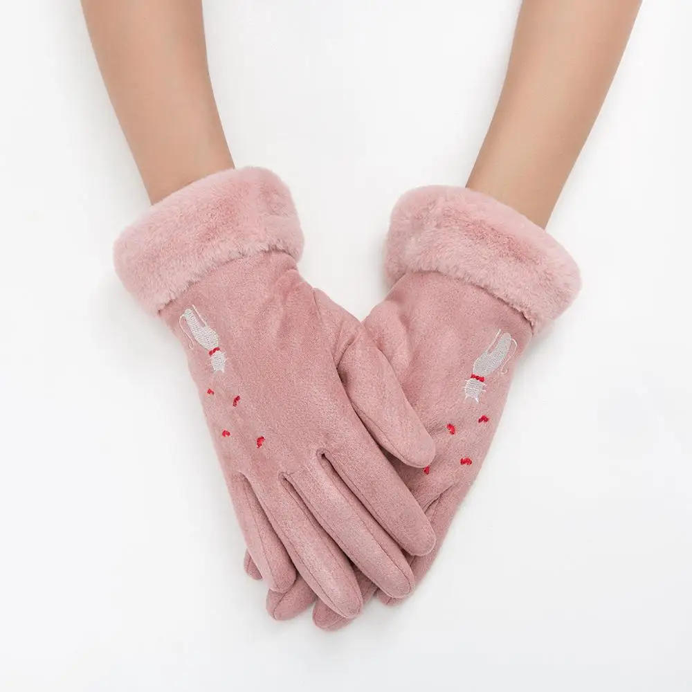 Женские перчатки CANCHANG утепленные хлопковые на осень и зиму с плюшевым ремешком