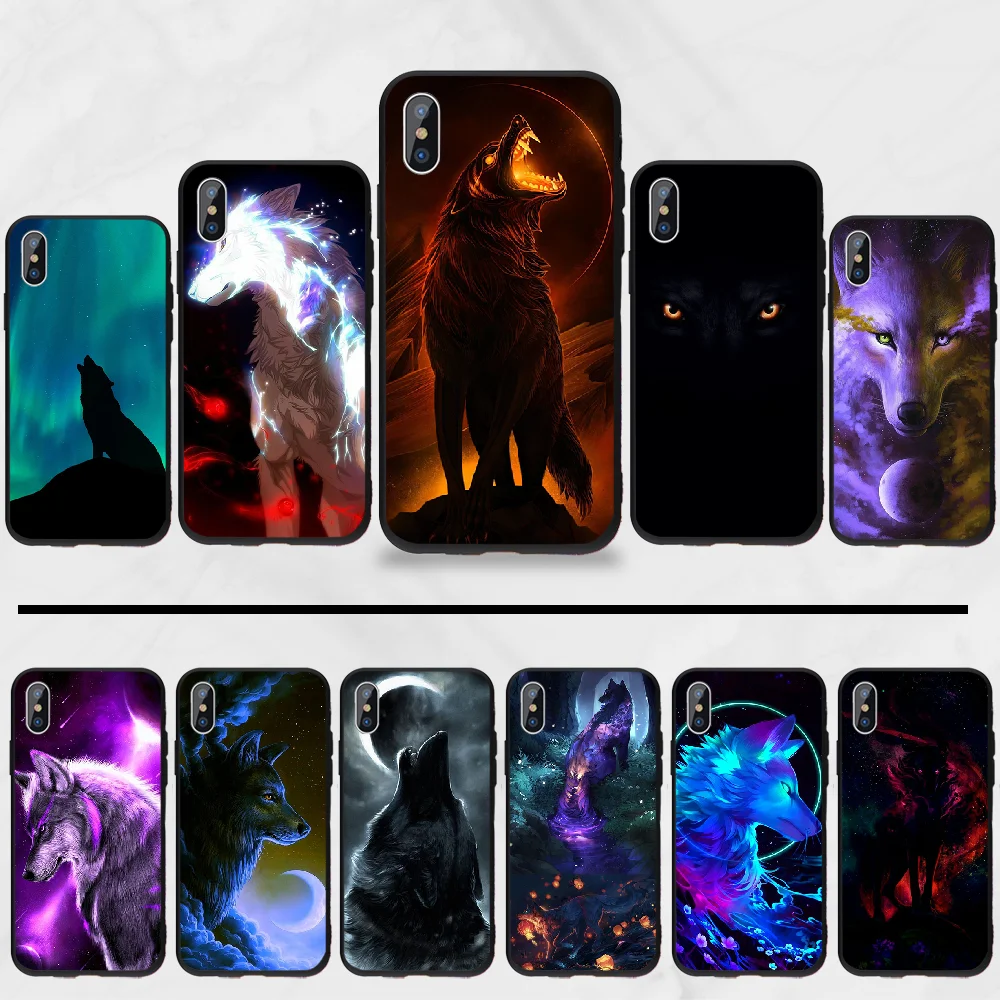 Крутой черный чехол для телефона из ТПУ с изображением волка свирепого снега