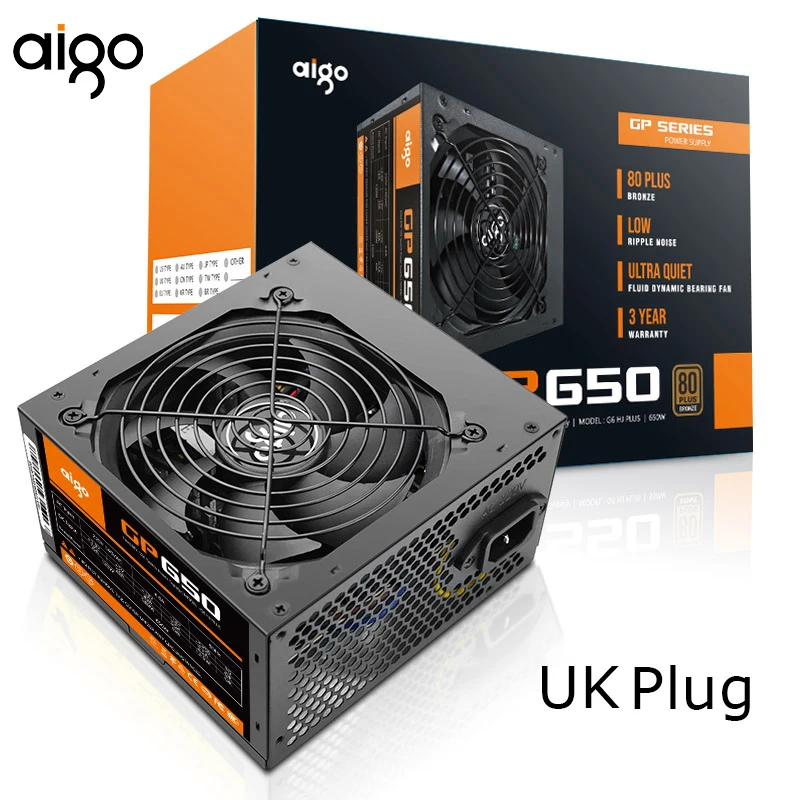 Aigo блок питания для ПК 650 Вт 12В ATX Psu 80plus бронзовая штепсельная вилка