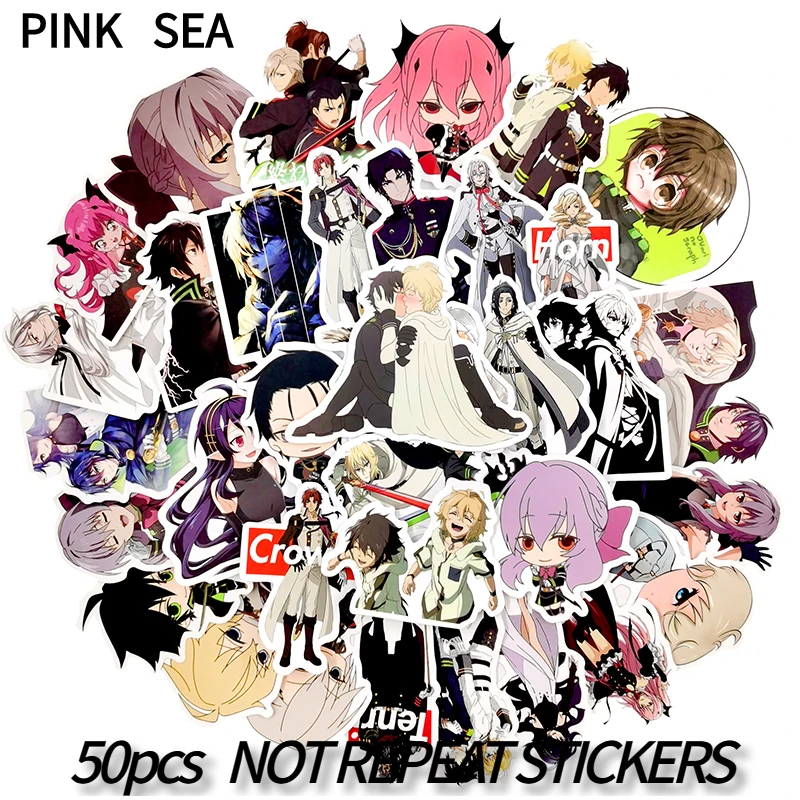 10/30/50pcs/set Cartoon Anime Seraph Of The End Stickers For Laptop Luggage Fridge Notebook Skateboard Graffiti Stickers For Kid