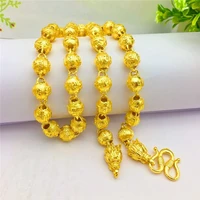 luxury men necklace 11n thick 18k yellow gold color wedding anniversary jewelry fashion mantra dragon chain bead letter necklace