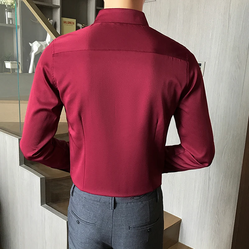 Tuxedo Shirts Men Women Luxury British Style Pleated Gentleman Wedding Men Dress Shirt Long-Sleeved Casual Shirt Clothing