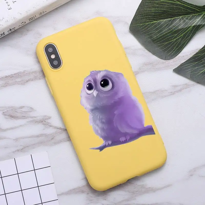 

Cute animal Owl Phone Case Candy Color for iPhone 6 7 8 11 12 s mini pro X XS XR MAX Plus