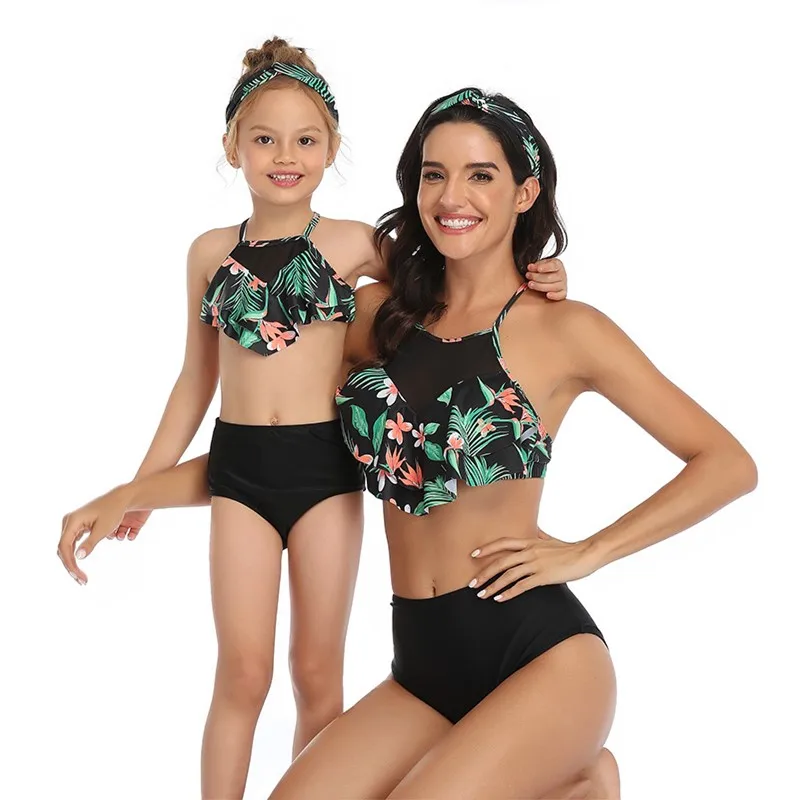 Купальник для мамы и дочки купальник комплекты бикини пляжная одежда детские