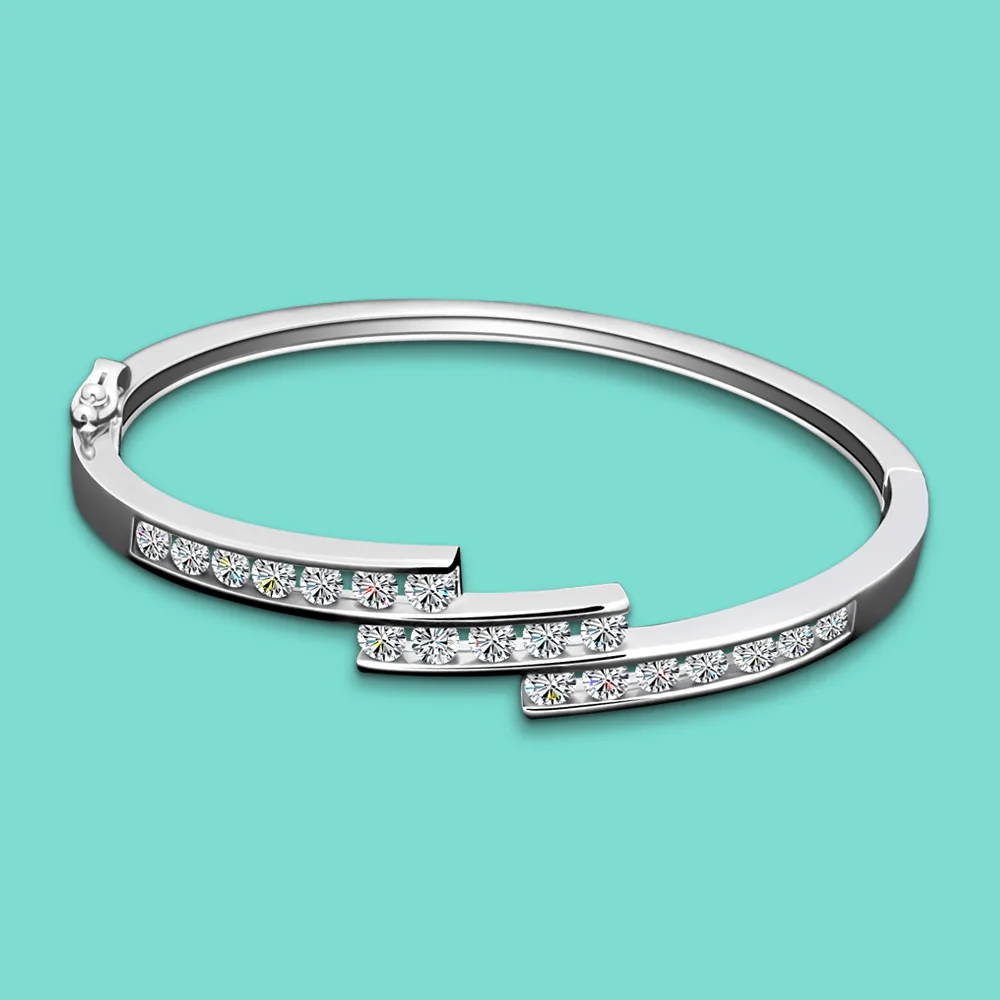 Женский браслет из чистого серебра 925 пробы блестящий циркониевый мозаичный