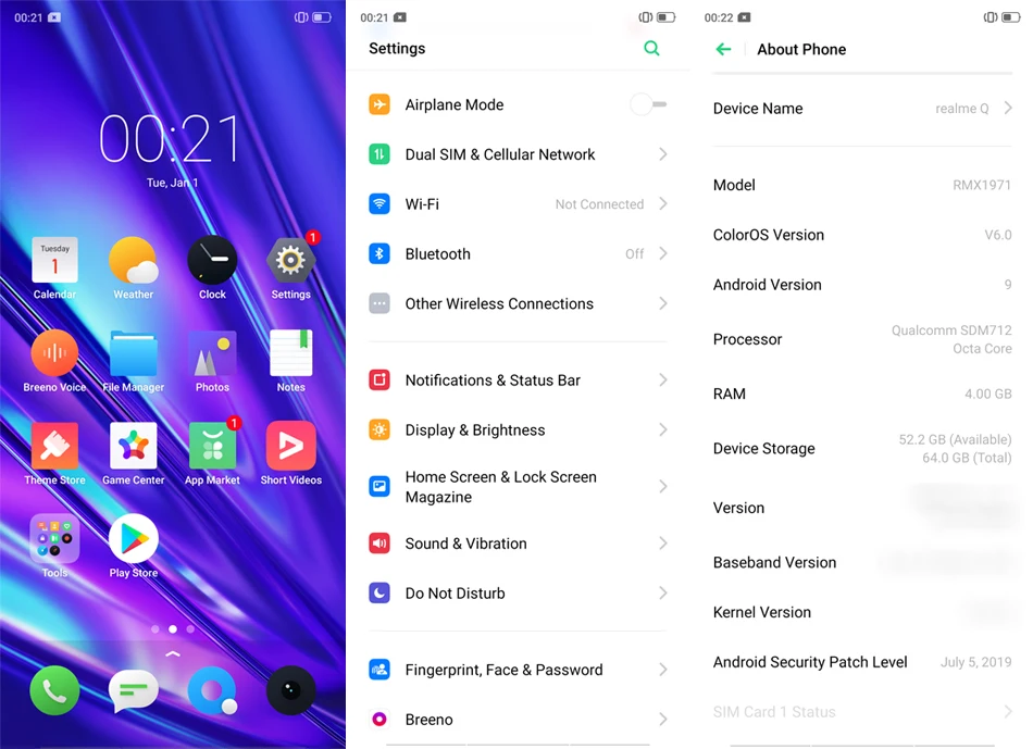 DHL Быстрая сотовый телефон Oppo Realme Q Snapdragon 712 Android 9,0 6," полный экран МП 5 камер 8 Гб ram 128B rom
