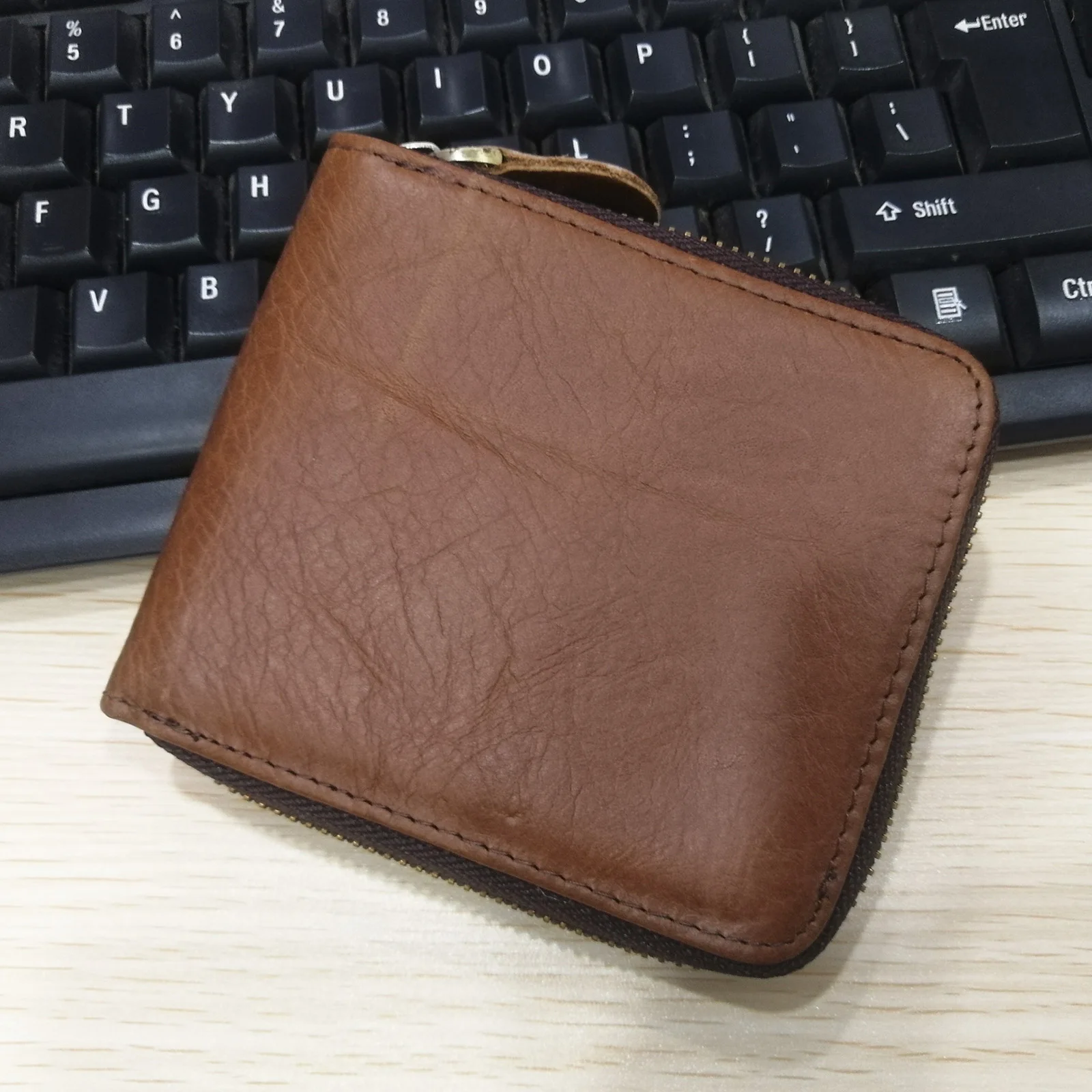 horizontal brown Мужские вертикальные двойные повседневные дизайнерские Многофункциональные Короткие Визитницы для монет из воловьей кожи, модный кошелек на молнии 1007-c - Цвет: horizontal brown